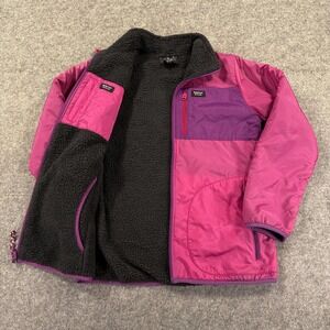 Burton Reversible Ski Jacket Girls XL 18 Pink Purple Fleece Snowboard Winter